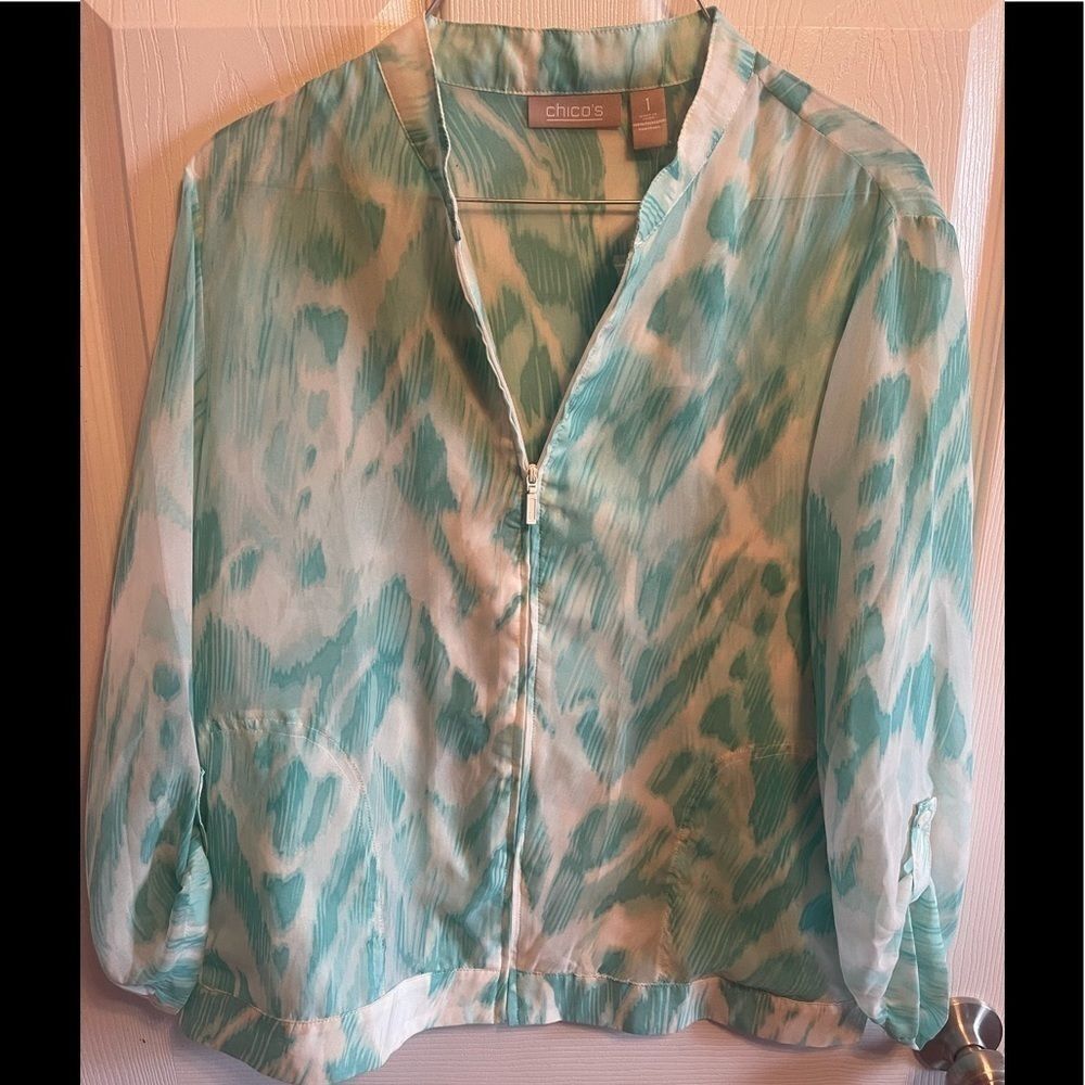 Chico’s Zippered sheer shirt/jacket sz 1